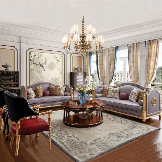 Heritage Azure Regency Sofa - Luxury French Classical Leather &amp; Silk Couch | EKAR FURNITURE,EKAR FURNITURE CO.,LTD,Heritage Azure Regency Sofa - Luxury French Classical Leather &amp; Silk Couch | EKAR FURNITURE,foshan furniture factory,custom Furniture factory,china furniture factory