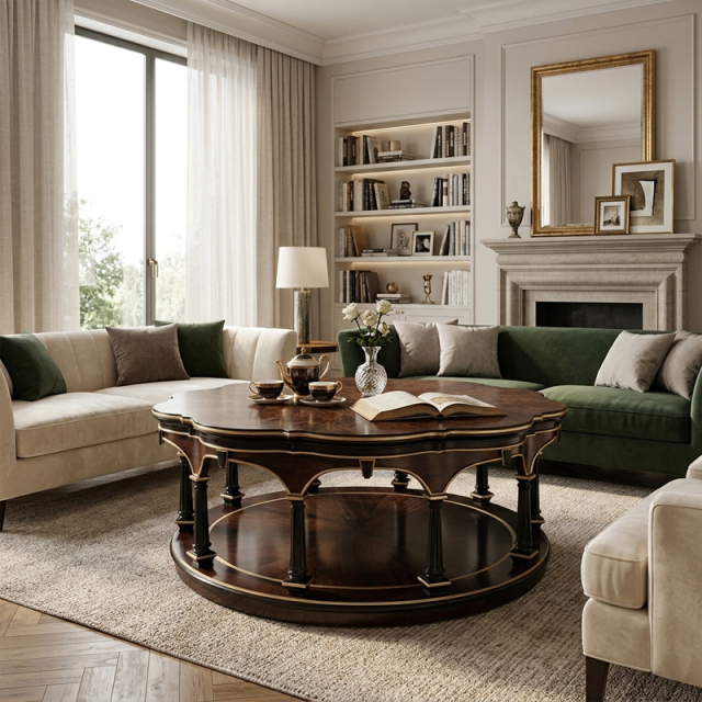 Royale Sovereign French Classical Coffee Table | Luxury Scalloped Wood Center Table by EKAR FURNITURE,EKAR FURNITURE CO.,LTD,Royale Sovereign French Classical Coffee Table | Luxury Scalloped Wood Center Table by EKAR FURNITURE,foshan furniture factory,custom Furniture factory,china furniture factory
