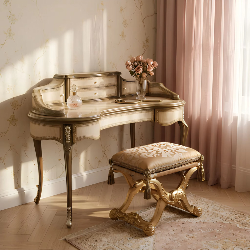 Versailles Throne Vanity Stool | French Classical Gold Upholstered Bench | EKAR Furniture,EKAR FURNITURE CO.,LTD,Versailles Throne Vanity Stool | French Classical Gold Upholstered Bench | EKAR Furniture,foshan furniture factory,custom Furniture factory,china furniture factory
