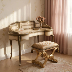 Versailles Throne Vanity Stool | French Classical Gold Upholstered Bench | EKAR Furniture,EKAR FURNITURE CO.,LTD,Versailles Throne Vanity Stool | French Classical Gold Upholstered Bench | EKAR Furniture,foshan furniture factory,custom Furniture factory,china furniture factory