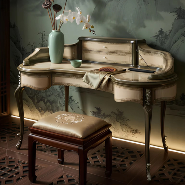 EKAR Marie Antoinette Vanity Set | French Classic Dressing Table with Stool & Mirror,EKAR FURNITURE CO.,LTD,EKAR Marie Antoinette Vanity Set | French Classic Dressing Table with Stool & Mirror,foshan furniture factory,custom Furniture factory,china furniture factory