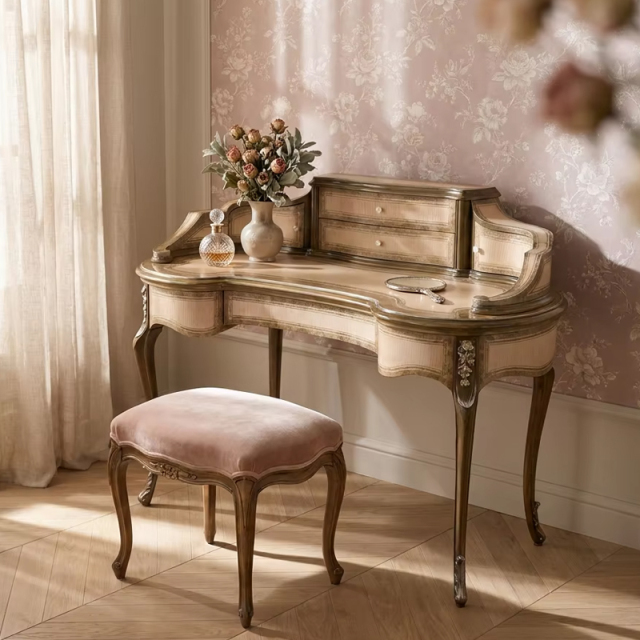 EKAR Marie Antoinette Vanity Set | French Classic Dressing Table with Stool & Mirror,EKAR FURNITURE CO.,LTD,EKAR Marie Antoinette Vanity Set | French Classic Dressing Table with Stool & Mirror,foshan furniture factory,custom Furniture factory,china furniture factory