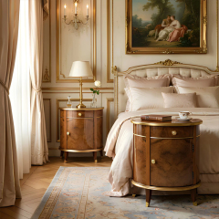 ​Cleo Burl Demi-Lune Nightstand | French Neoclassical Walnut Burl Brass Trim Bedside Cabinet |,MY SHOP,​Cleo Burl Demi-Lune Nightstand | French Neoclassical Walnut Burl Brass Trim Bedside Cabinet |,foshan furniture factory,custom Furniture factory,china furniture factory