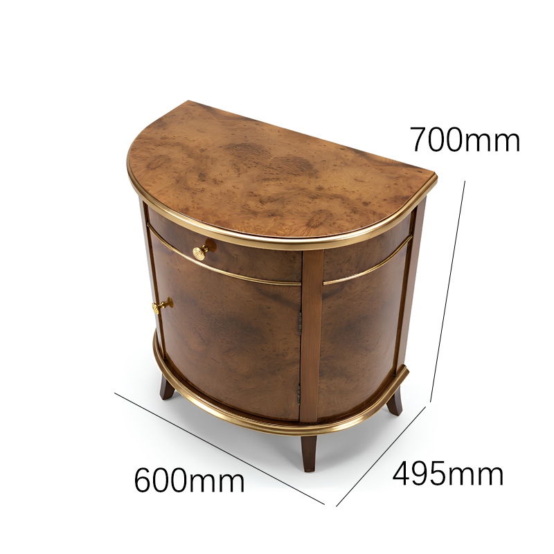 ​Cleo Burl Demi-Lune Nightstand | French Neoclassical Walnut Burl Brass Trim Bedside Cabinet |,MY SHOP,​Cleo Burl Demi-Lune Nightstand | French Neoclassical Walnut Burl Brass Trim Bedside Cabinet |,foshan furniture factory,custom Furniture factory,china furniture factory