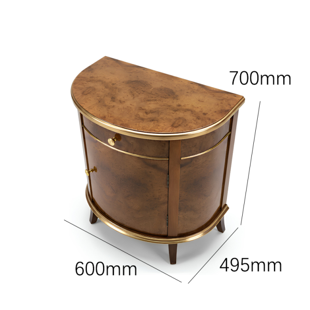 ​Cleo Burl Demi-Lune Nightstand | French Neoclassical Walnut Burl Brass Trim Bedside Cabinet |,MY SHOP,​Cleo Burl Demi-Lune Nightstand | French Neoclassical Walnut Burl Brass Trim Bedside Cabinet |,foshan furniture factory,custom Furniture factory,china furniture factory
