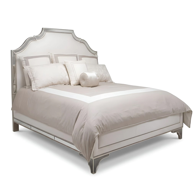 Lumiere Mirrored Panel Bed | French Neoclassical Upholstered Silver Trim Luxury Bedroom Bed|EKAR Furnitue,EKAR FURNITURE CO.,LTD,Lumiere Mirrored Panel Bed | French Neoclassical Upholstered Silver Trim Luxury Bedroom Bed|EKAR Furnitue,foshan furniture factory,custom Furniture factory,china furniture factory
