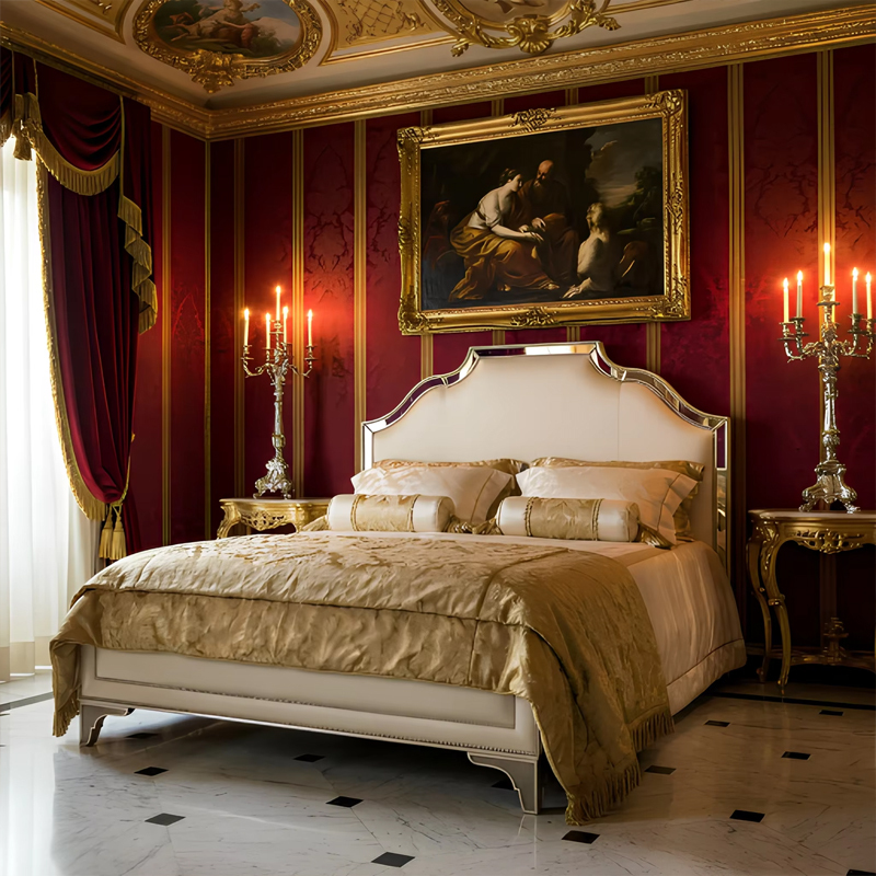 Lumiere Mirrored Panel Bed | French Neoclassical Upholstered Silver Trim Luxury Bedroom Bed|EKAR Furnitue,EKAR FURNITURE CO.,LTD,Lumiere Mirrored Panel Bed | French Neoclassical Upholstered Silver Trim Luxury Bedroom Bed|EKAR Furnitue,foshan furniture factory,custom Furniture factory,china furniture factory