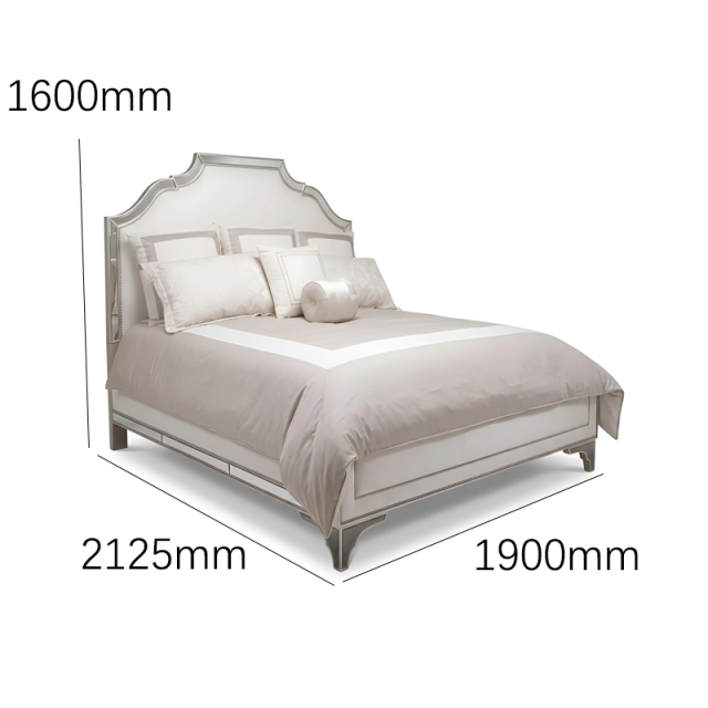 Lumiere Mirrored Panel Bed | French Neoclassical Upholstered Silver Trim Luxury Bedroom Bed|EKAR Furnitue,EKAR FURNITURE CO.,LTD,Lumiere Mirrored Panel Bed | French Neoclassical Upholstered Silver Trim Luxury Bedroom Bed|EKAR Furnitue,foshan furniture factory,custom Furniture factory,china furniture factory