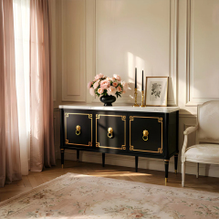 Noir Leon Marble-Top Sideboard | French Empire Black Lacquer Gold Lion Ring Living Room Cabinet |,EKAR FURNITURE CO.,LTD,Noir Leon Marble-Top Sideboard | French Empire Black Lacquer Gold Lion Ring Living Room Cabinet |,foshan furniture factory,custom Furniture factory,china furniture factory