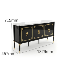 Noir Leon Marble-Top Sideboard | French Empire Black Lacquer Gold Lion Ring Living Room Cabinet |,EKAR FURNITURE CO.,LTD,Noir Leon Marble-Top Sideboard | French Empire Black Lacquer Gold Lion Ring Living Room Cabinet |,foshan furniture factory,custom Furniture factory,china furniture factory
