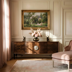 Aurelia Medallion Burl Media Console | French Neoclassical TV Stand Cabinet | EKAR Furniture,EKAR FURNITURE CO.,LTD,Aurelia Medallion Burl Media Console | French Neoclassical TV Stand Cabinet | EKAR Furniture,foshan furniture factory,custom Furniture factory,china furniture factory