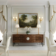 Aurelia Medallion Burl Media Console | French Neoclassical TV Stand Cabinet | EKAR Furniture,EKAR FURNITURE CO.,LTD,Aurelia Medallion Burl Media Console | French Neoclassical TV Stand Cabinet | EKAR Furniture,foshan furniture factory,custom Furniture factory,china furniture factory