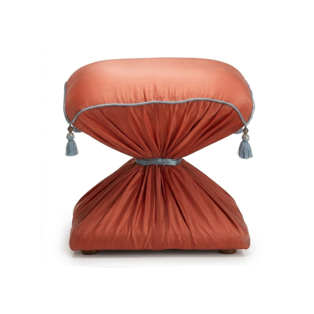 Boheme Cinched Silk Vanity Stool | French Classical Fully Upholstered Tassel Bedroom Pouf | EKAR Furniture,EKAR FURNITURE CO.,LTD,Boheme Cinched Silk Vanity Stool | French Classical Fully Upholstered Tassel Bedroom Pouf | EKAR Furniture,foshan furniture factory,custom Furniture factory,china furniture factory