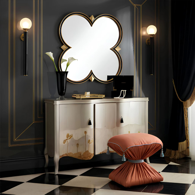 Boheme Cinched Silk Vanity Stool | French Classical Fully Upholstered Tassel Bedroom Pouf | EKAR Furniture,EKAR FURNITURE CO.,LTD,Boheme Cinched Silk Vanity Stool | French Classical Fully Upholstered Tassel Bedroom Pouf | EKAR Furniture,foshan furniture factory,custom Furniture factory,china furniture factory