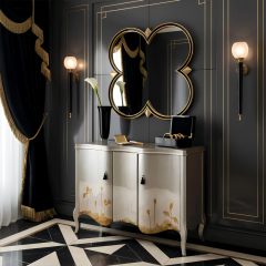 Aurore Quatrefoil Vanity Set | French Neoclassical Hand-Painted Dressing Table & Mirror | EKAR Furniture,EKAR FURNITURE CO.,LTD,Aurore Quatrefoil Vanity Set | French Neoclassical Hand-Painted Dressing Table & Mirror | EKAR Furniture,foshan furniture factory,custom Furniture factory,china furniture factory