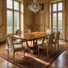 Lumiere Sunburst Marquetry Dining Table | Luxury French Classical Wood Pedestal Table - EKAR,EKAR FURNITURE CO.,LTD,Lumiere Sunburst Marquetry Dining Table | Luxury French Classical Wood Pedestal Table - EKAR,foshan furniture factory,custom Furniture factory,china furniture factory