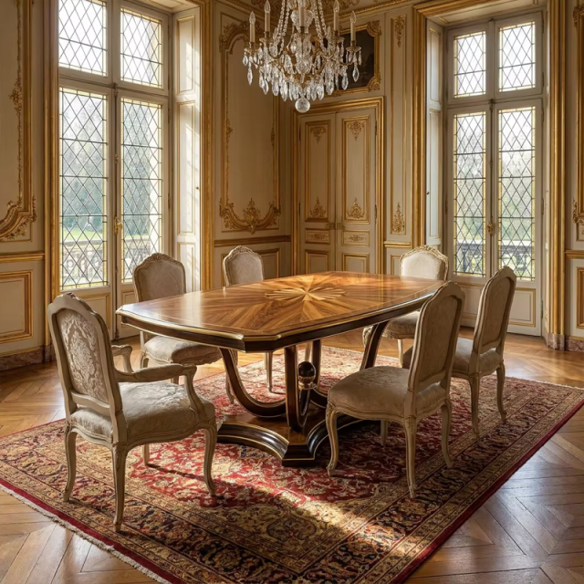 Lumiere Sunburst Marquetry Dining Table | Luxury French Classical Wood Pedestal Table - EKAR,EKAR FURNITURE CO.,LTD,Lumiere Sunburst Marquetry Dining Table | Luxury French Classical Wood Pedestal Table - EKAR,foshan furniture factory,custom Furniture factory,china furniture factory