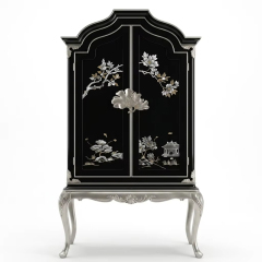 Imperial Argento Chinoiserie Black Lacquer Cabinet | Luxury French Classical Silver-Leaf Vitrine - EKAR,MY SHOP,Imperial Argento Chinoiserie Black Lacquer Cabinet | Luxury French Classical Silver-Leaf Vitrine - EKAR,foshan furniture factory,custom Furniture factory,china furniture factory