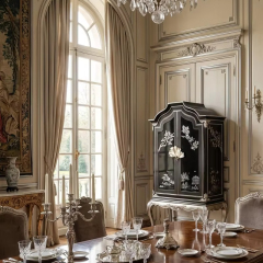 Imperial Argento Chinoiserie Black Lacquer Cabinet | Luxury French Classical Silver-Leaf Vitrine - EKAR,MY SHOP,Imperial Argento Chinoiserie Black Lacquer Cabinet | Luxury French Classical Silver-Leaf Vitrine - EKAR,foshan furniture factory,custom Furniture factory,china furniture factory
