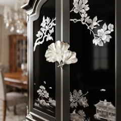 Imperial Argento Chinoiserie Black Lacquer Cabinet | Luxury French Classical Silver-Leaf Vitrine - EKAR,MY SHOP,Imperial Argento Chinoiserie Black Lacquer Cabinet | Luxury French Classical Silver-Leaf Vitrine - EKAR,foshan furniture factory,custom Furniture factory,china furniture factory