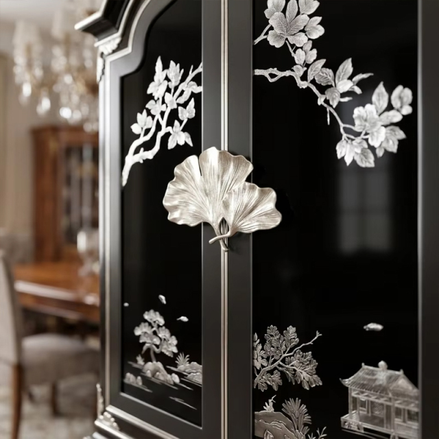 Imperial Argento Chinoiserie Black Lacquer Cabinet | Luxury French Classical Silver-Leaf Vitrine - EKAR,MY SHOP,Imperial Argento Chinoiserie Black Lacquer Cabinet | Luxury French Classical Silver-Leaf Vitrine - EKAR,foshan furniture factory,custom Furniture factory,china furniture factory
