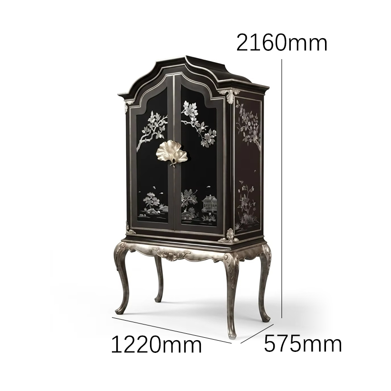 Imperial Argento Chinoiserie Black Lacquer Cabinet | Luxury French Classical Silver-Leaf Vitrine - EKAR,MY SHOP,Imperial Argento Chinoiserie Black Lacquer Cabinet | Luxury French Classical Silver-Leaf Vitrine - EKAR,foshan furniture factory,custom Furniture factory,china furniture factory