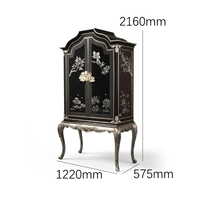 Imperial Argento Chinoiserie Black Lacquer Cabinet | Luxury French Classical Silver-Leaf Vitrine - EKAR,MY SHOP,Imperial Argento Chinoiserie Black Lacquer Cabinet | Luxury French Classical Silver-Leaf Vitrine - EKAR,foshan furniture factory,custom Furniture factory,china furniture factory