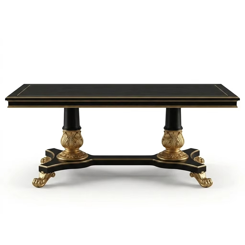 Empire Majesty Dual-Pedestal Dining Table | Luxury Black &amp; Gold French Neoclassical Furniture - EKAR,EKAR FURNITURE CO.,LTD,Empire Majesty Dual-Pedestal Dining Table | Luxury Black &amp; Gold French Neoclassical Furniture - EKAR,foshan furniture factory,custom Furniture factory,china furniture factory