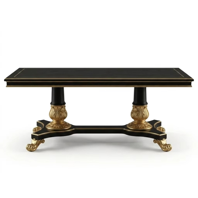 Empire Majesty Dual-Pedestal Dining Table | Luxury Black &amp; Gold French Neoclassical Furniture - EKAR,EKAR FURNITURE CO.,LTD,Empire Majesty Dual-Pedestal Dining Table | Luxury Black &amp; Gold French Neoclassical Furniture - EKAR,foshan furniture factory,custom Furniture factory,china furniture factory