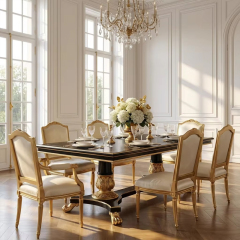 Empire Majesty Dual-Pedestal Dining Table | Luxury Black &amp; Gold French Neoclassical Furniture - EKAR,EKAR FURNITURE CO.,LTD,Empire Majesty Dual-Pedestal Dining Table | Luxury Black &amp; Gold French Neoclassical Furniture - EKAR,foshan furniture factory,custom Furniture factory,china furniture factory