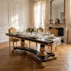 Empire Majesty Dual-Pedestal Dining Table | Luxury Black &amp; Gold French Neoclassical Furniture - EKAR,EKAR FURNITURE CO.,LTD,Empire Majesty Dual-Pedestal Dining Table | Luxury Black &amp; Gold French Neoclassical Furniture - EKAR,foshan furniture factory,custom Furniture factory,china furniture factory