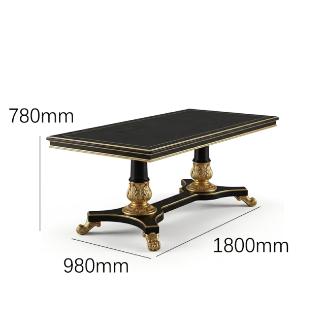 Empire Majesty Dual-Pedestal Dining Table | Luxury Black &amp; Gold French Neoclassical Furniture - EKAR,EKAR FURNITURE CO.,LTD,Empire Majesty Dual-Pedestal Dining Table | Luxury Black &amp; Gold French Neoclassical Furniture - EKAR,foshan furniture factory,custom Furniture factory,china furniture factory