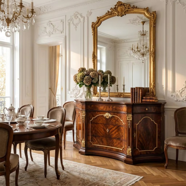Versailles Serpentine Burl-Wood Sideboard | Luxury French Classical Dining Buffet - EKAR,EKAR FURNITURE CO.,LTD,Versailles Serpentine Burl-Wood Sideboard | Luxury French Classical Dining Buffet - EKAR,foshan furniture factory,custom Furniture factory,china furniture factory