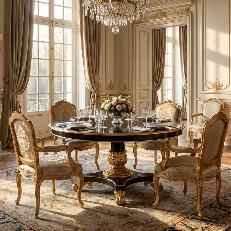 Augustus Neoclassical Round Pedestal Dining Table | Luxury French Gilded Furniture - EKAR,EKAR FURNITURE CO.,LTD,Augustus Neoclassical Round Pedestal Dining Table | Luxury French Gilded Furniture - EKAR,foshan furniture factory,custom Furniture factory,china furniture factory