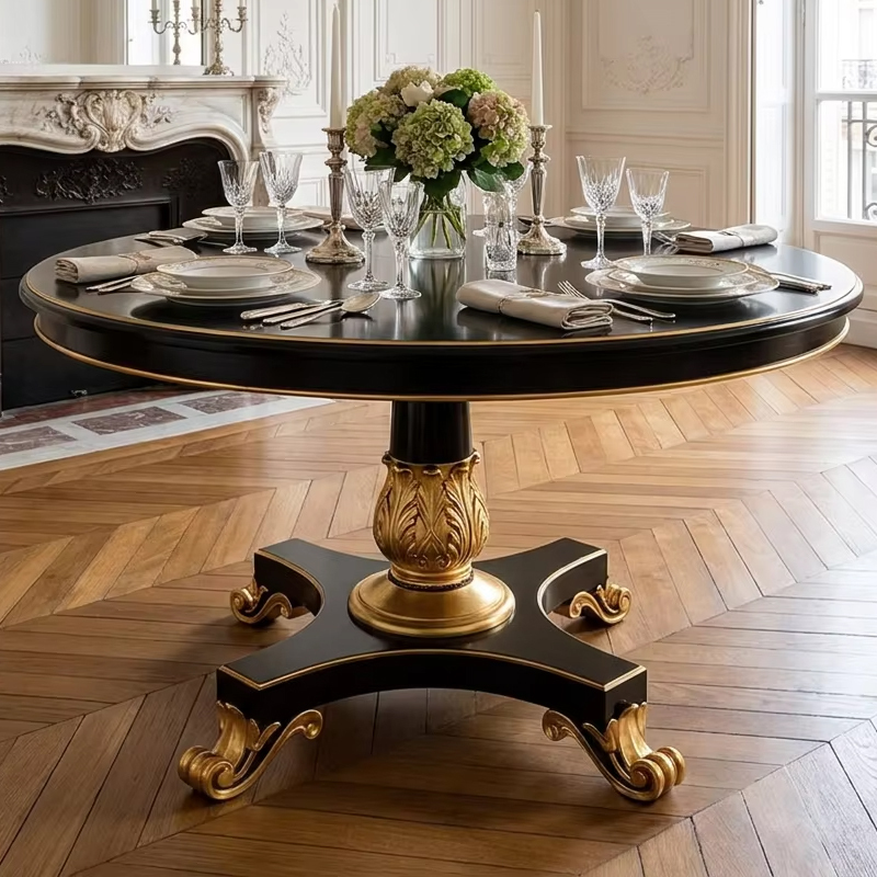 Augustus Neoclassical Round Pedestal Dining Table | Luxury French Gilded Furniture - EKAR,EKAR FURNITURE CO.,LTD,Augustus Neoclassical Round Pedestal Dining Table | Luxury French Gilded Furniture - EKAR,foshan furniture factory,custom Furniture factory,china furniture factory