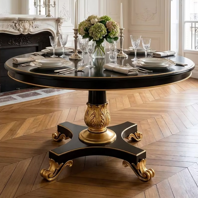 Augustus Neoclassical Round Pedestal Dining Table | Luxury French Gilded Furniture - EKAR,EKAR FURNITURE CO.,LTD,Augustus Neoclassical Round Pedestal Dining Table | Luxury French Gilded Furniture - EKAR,foshan furniture factory,custom Furniture factory,china furniture factory