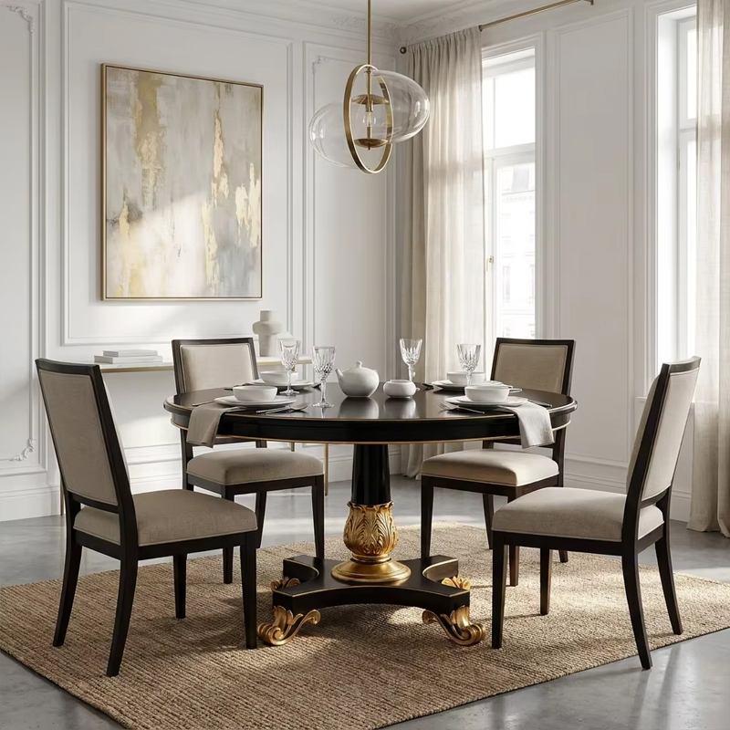 Augustus Neoclassical Round Pedestal Dining Table | Luxury French Gilded Furniture - EKAR,EKAR FURNITURE CO.,LTD,Augustus Neoclassical Round Pedestal Dining Table | Luxury French Gilded Furniture - EKAR,foshan furniture factory,custom Furniture factory,china furniture factory