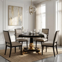 Augustus Neoclassical Round Pedestal Dining Table | Luxury French Gilded Furniture - EKAR,EKAR FURNITURE CO.,LTD,Augustus Neoclassical Round Pedestal Dining Table | Luxury French Gilded Furniture - EKAR,foshan furniture factory,custom Furniture factory,china furniture factory