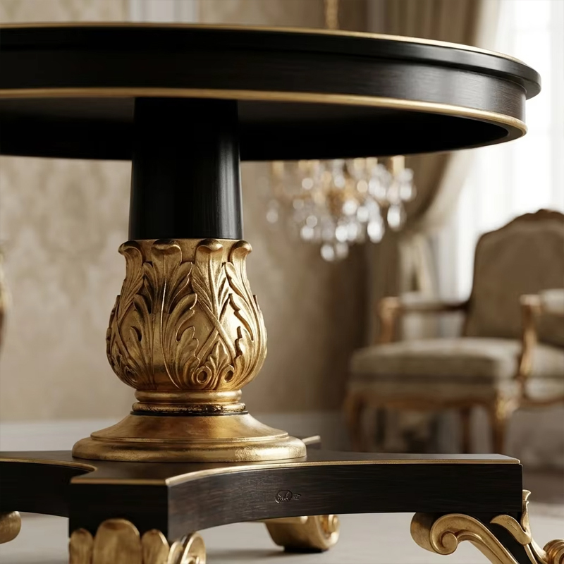 Augustus Neoclassical Round Pedestal Dining Table | Luxury French Gilded Furniture - EKAR,EKAR FURNITURE CO.,LTD,Augustus Neoclassical Round Pedestal Dining Table | Luxury French Gilded Furniture - EKAR,foshan furniture factory,custom Furniture factory,china furniture factory
