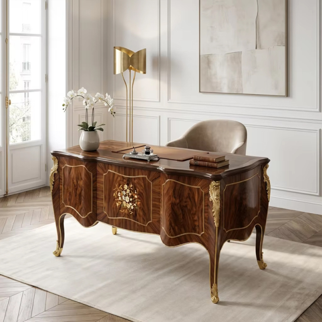 Sovereign Inlay Executive Desk | Luxury French Classical Burl Wood Study Furniture - EKAR,EKAR FURNITURE CO.,LTD,Sovereign Inlay Executive Desk | Luxury French Classical Burl Wood Study Furniture - EKAR,foshan furniture factory,custom Furniture factory,china furniture factory
