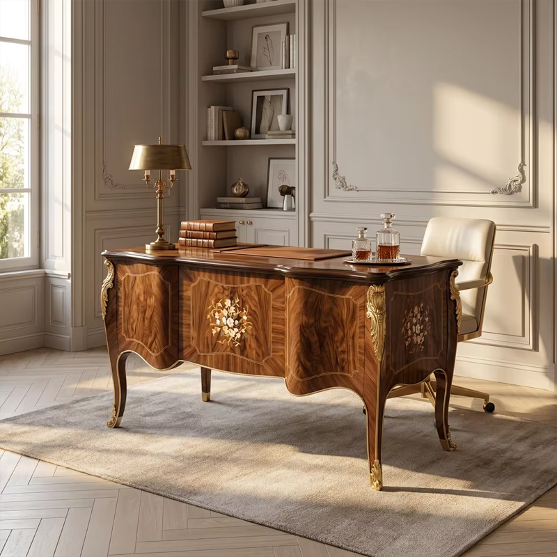 Sovereign Inlay Executive Desk | Luxury French Classical Burl Wood Study Furniture - EKAR,EKAR FURNITURE CO.,LTD,Sovereign Inlay Executive Desk | Luxury French Classical Burl Wood Study Furniture - EKAR,foshan furniture factory,custom Furniture factory,china furniture factory