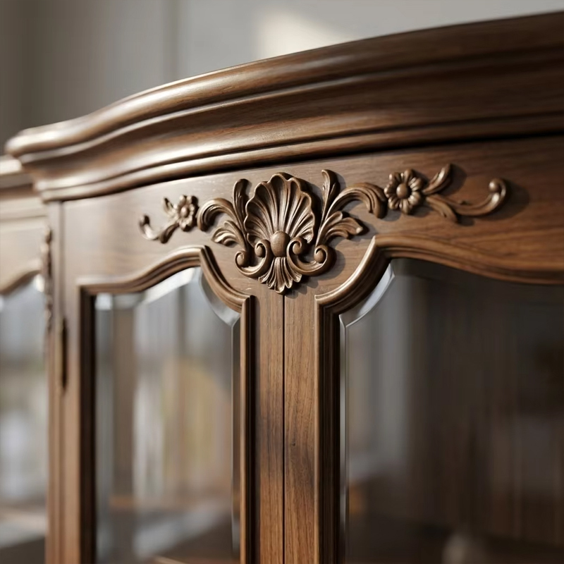 Versailles Heirloom Glass-Front Library Cabinet | Luxury French Classical Solid Wood Bookcase - EKAR,EKAR FURNITURE CO.,LTD,Versailles Heirloom Glass-Front Library Cabinet | Luxury French Classical Solid Wood Bookcase - EKAR,foshan furniture factory,custom Furniture factory,china furniture factory
