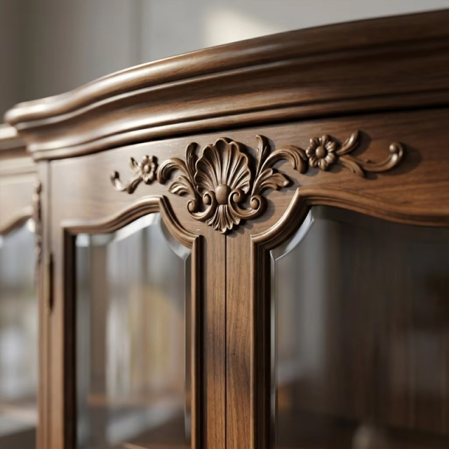 Versailles Heirloom Glass-Front Library Cabinet | Luxury French Classical Solid Wood Bookcase - EKAR,EKAR FURNITURE CO.,LTD,Versailles Heirloom Glass-Front Library Cabinet | Luxury French Classical Solid Wood Bookcase - EKAR,foshan furniture factory,custom Furniture factory,china furniture factory