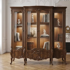 Versailles Heirloom Glass-Front Library Cabinet | Luxury French Classical Solid Wood Bookcase - EKAR,EKAR FURNITURE CO.,LTD,Versailles Heirloom Glass-Front Library Cabinet | Luxury French Classical Solid Wood Bookcase - EKAR,foshan furniture factory,custom Furniture factory,china furniture factory