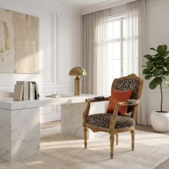 Leopard Muse French Classical Accent Armchair | Luxury Hand-Carved Study Seating - EKAR,EKAR FURNITURE CO.,LTD,Leopard Muse French Classical Accent Armchair | Luxury Hand-Carved Study Seating - EKAR,foshan furniture factory,custom Furniture factory,china furniture factory