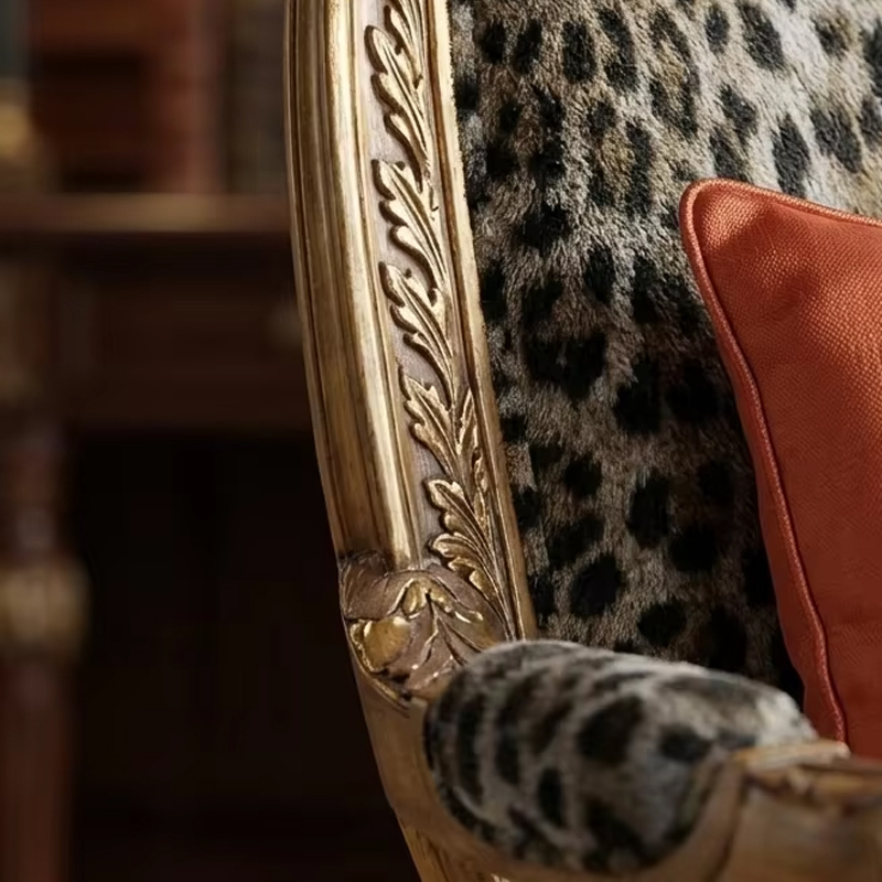 Leopard Muse French Classical Accent Armchair | Luxury Hand-Carved Study Seating - EKAR,EKAR FURNITURE CO.,LTD,Leopard Muse French Classical Accent Armchair | Luxury Hand-Carved Study Seating - EKAR,foshan furniture factory,custom Furniture factory,china furniture factory