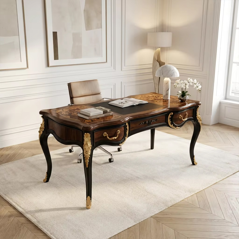 Sovereign Gilded Marquetry Executive Desk | Luxury French Classical Black Lacquer Writing Table - EKAR,EKAR FURNITURE CO.,LTD,Sovereign Gilded Marquetry Executive Desk | Luxury French Classical Black Lacquer Writing Table - EKAR,foshan furniture factory,custom Furniture factory,china furniture factory