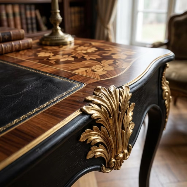 Sovereign Gilded Marquetry Executive Desk | Luxury French Classical Black Lacquer Writing Table - EKAR,EKAR FURNITURE CO.,LTD,Sovereign Gilded Marquetry Executive Desk | Luxury French Classical Black Lacquer Writing Table - EKAR,foshan furniture factory,custom Furniture factory,china furniture factory