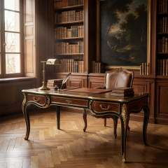 Sovereign Gilded Marquetry Executive Desk | Luxury French Classical Black Lacquer Writing Table - EKAR,EKAR FURNITURE CO.,LTD,Sovereign Gilded Marquetry Executive Desk | Luxury French Classical Black Lacquer Writing Table - EKAR,foshan furniture factory,custom Furniture factory,china furniture factory