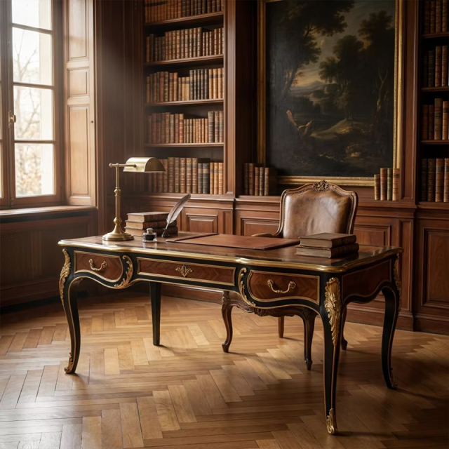 Sovereign Gilded Marquetry Executive Desk | Luxury French Classical Black Lacquer Writing Table - EKAR,EKAR FURNITURE CO.,LTD,Sovereign Gilded Marquetry Executive Desk | Luxury French Classical Black Lacquer Writing Table - EKAR,foshan furniture factory,custom Furniture factory,china furniture factory